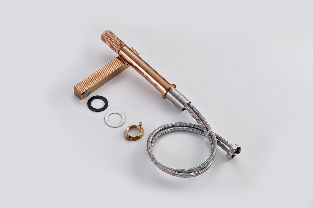 Brushed gold or Brushed Nickel or Matte Black Or Rose Gold single handle brass bathroom faucet with pop up drain - view 27
