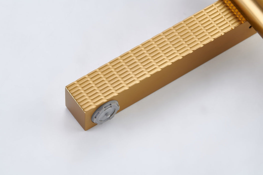 Brushed gold or Brushed Nickel or Matte Black Or Rose Gold single handle brass bathroom faucet with pop up drain - detail close-up