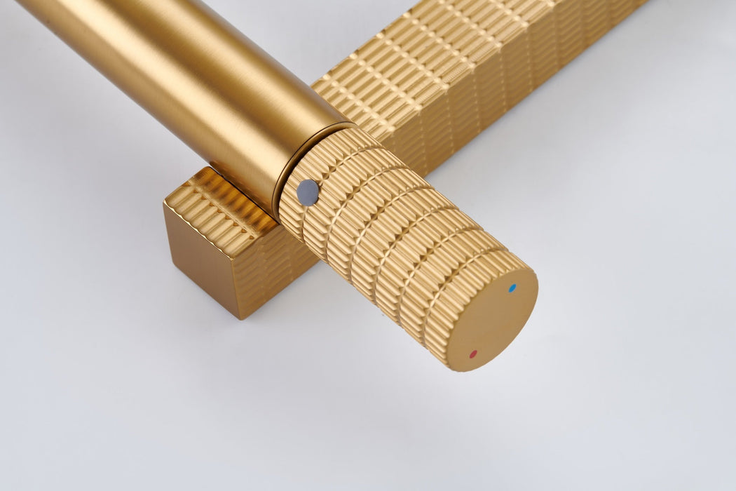 Brushed gold or Brushed Nickel or Matte Black Or Rose Gold single handle brass bathroom faucet with pop up drain - side view