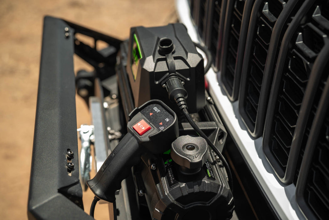 DV8 Offroad Xtract 12k Synthetic Rope Winch – installed on vehicle, image 8 of 16