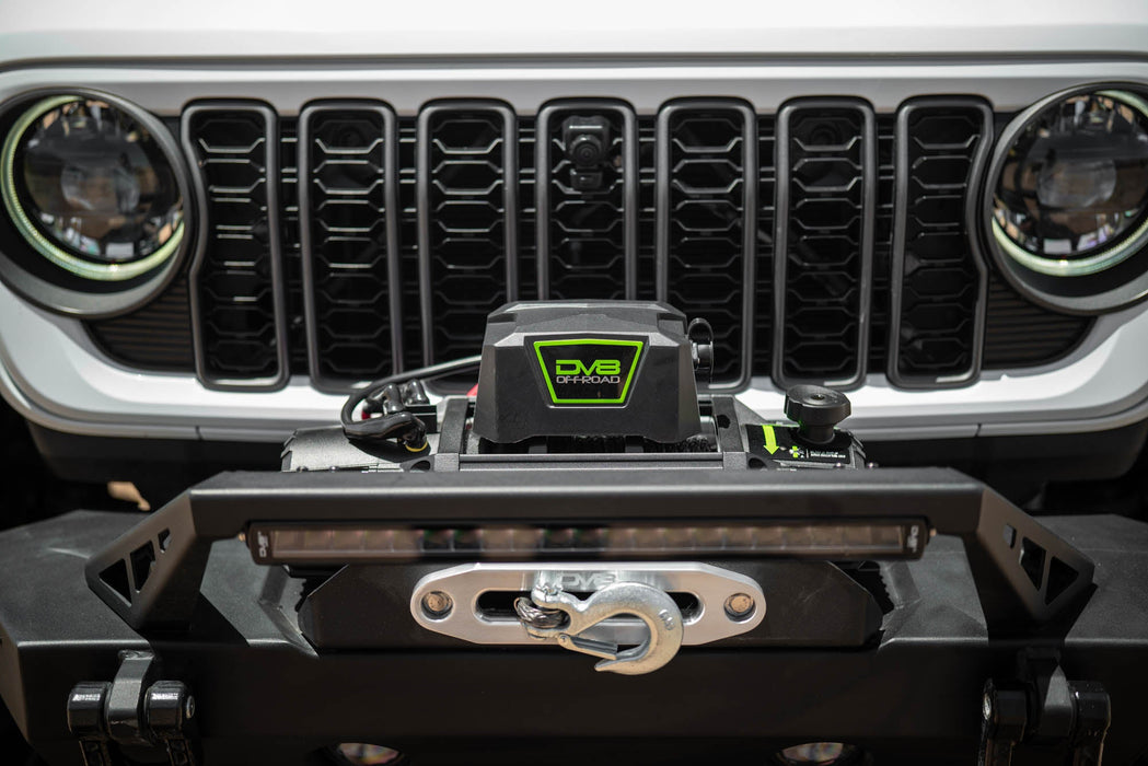 DV8 Offroad Xtract 12k Synthetic Rope Winch – installed on vehicle, image 3 of 16