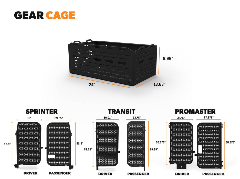 Flatline Van Co. Adventure Van Rear Platform Gear Cage – dimensions diagram, image 10 of 10