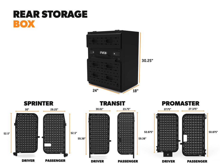 Flatline Van Co. Van Rear Storage Box – dimensions diagram, image 15 of 15