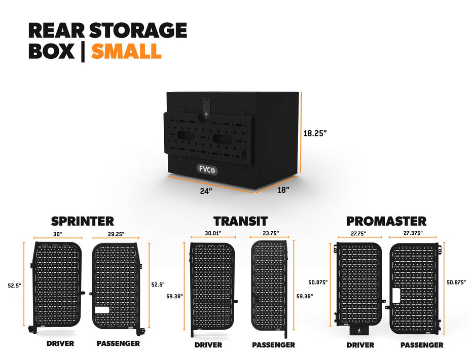 Flatline Van Co. Van Rear Storage Box - Small – dimensions diagram, image 9 of 9