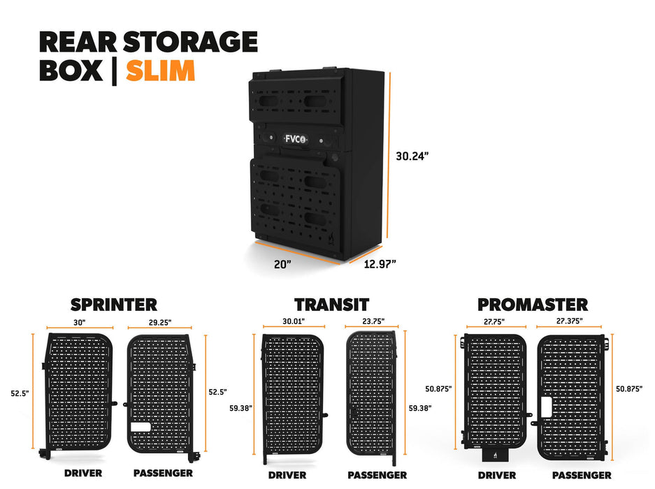 Flatline Van Co. Van Rear Storage Box - Slim – dimensions diagram, image 16 of 16