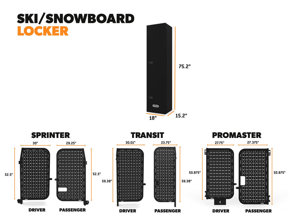 Flatline Van Co. Adventure Van Ski & Snowboard Locker – dimensions diagram, image 17 of 17