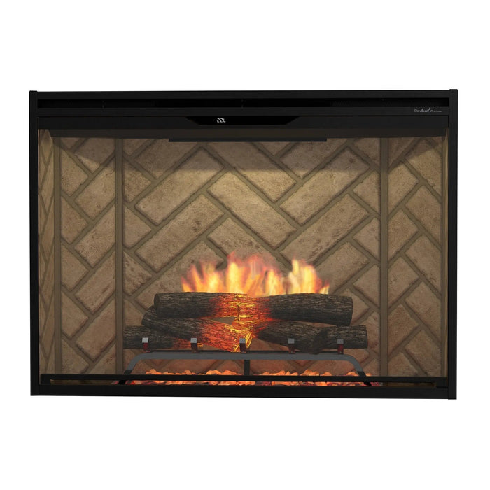 Dimplex Revillusion 42 inch electric firebox herringbone brick refractory front view