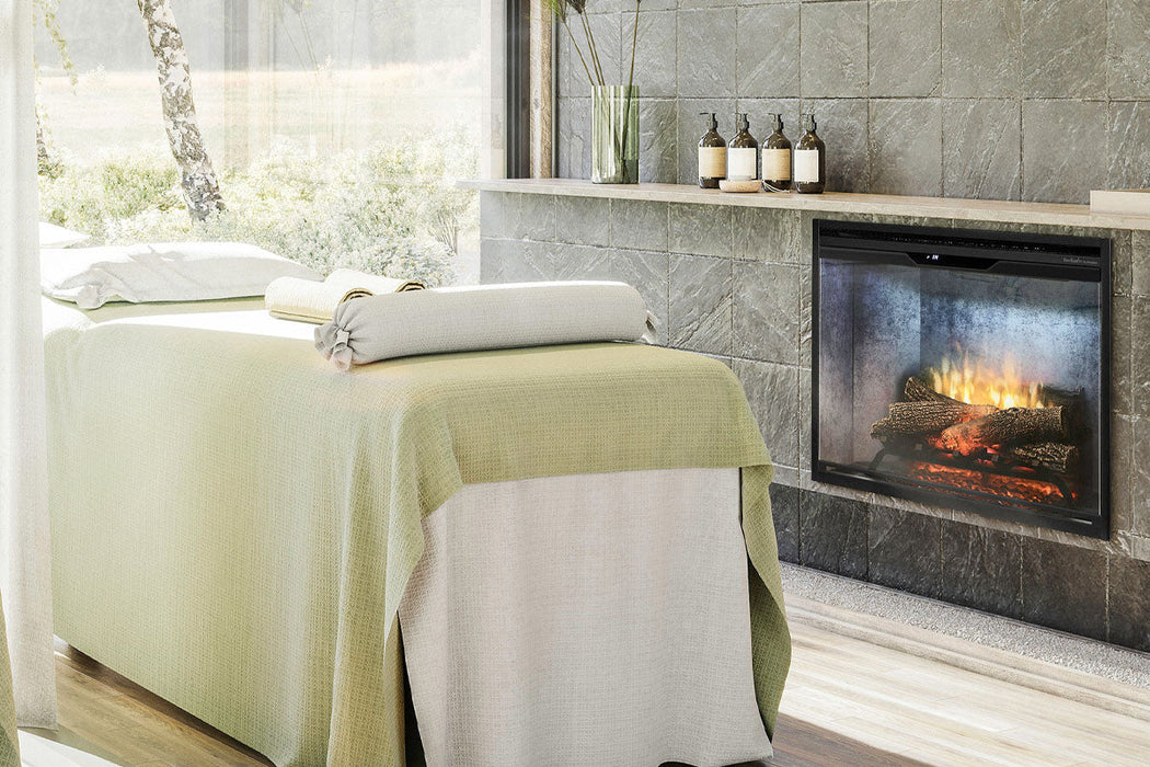 Dimplex Revillusion 30 inch Built-In Electric Firebox Weathered Concrete With Glass and Plug Kit RBF30WC-FG