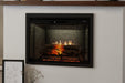 Dimplex Revillusion 30 inch built-in electric fireplace neutral brick in a styled room