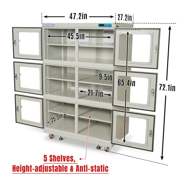 20-60% RH Electronic Dry Cabinet 1430L ESD Desiccator Cabinet Low Humidity Storage, EDC1430A-6