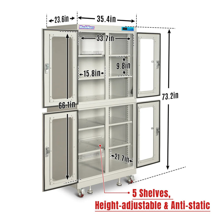 1-10% RH Electronic Dry Cabinet 880L ESD Desiccator Cabinet Ultra-Low Humidity Storage, EDC880C