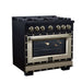Forno Ambassador 36-inch dual fuel range in black left angled view