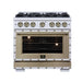 Forno Ambassador 36-inch dual fuel range in white front view