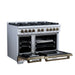 Forno Ambassador 48-inch dual fuel range in white left angled view with the door open