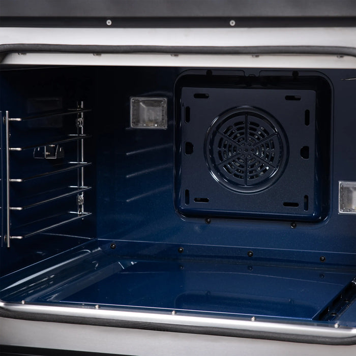 Forno Capriasca 30-Inch Freestanding French Door Dual Fuel Range in Black with Antique Brass Handle (FFSGS6387-30BLK)