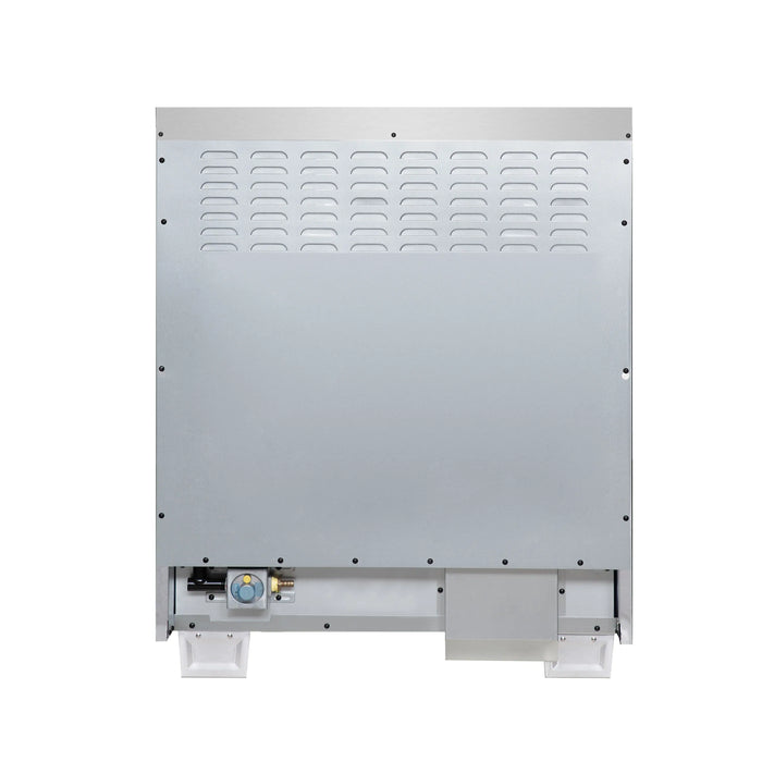 Forno Capriasca 30-Inch Freestanding French Door Dual Fuel Range in White with Antique Brass Handle (FFSGS6387-30WHT)