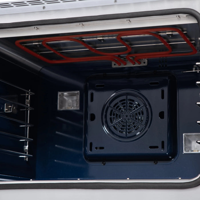 Forno Capriasca 30-Inch Freestanding French Door Dual Fuel Range in White with Antique Brass Handle (FFSGS6387-30WHT)