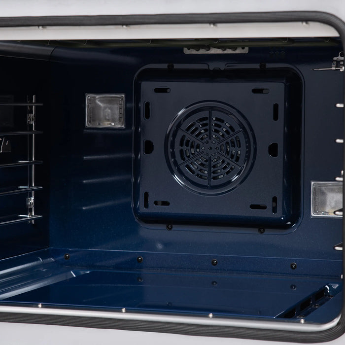 Forno Capriasca 30-Inch Freestanding French Door Dual Fuel Range in White with Antique Brass Handle (FFSGS6387-30WHT)