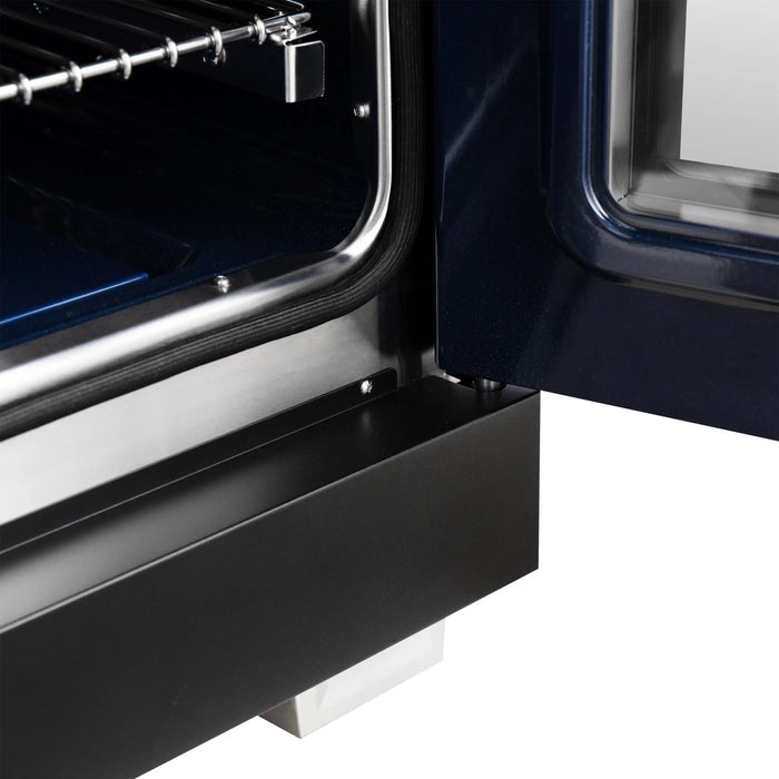 Forno Capriasca 36-Inch Freestanding French Door Dual Fuel Range in Black with Antique Brass Handle (FFSGS6387-36BLK)