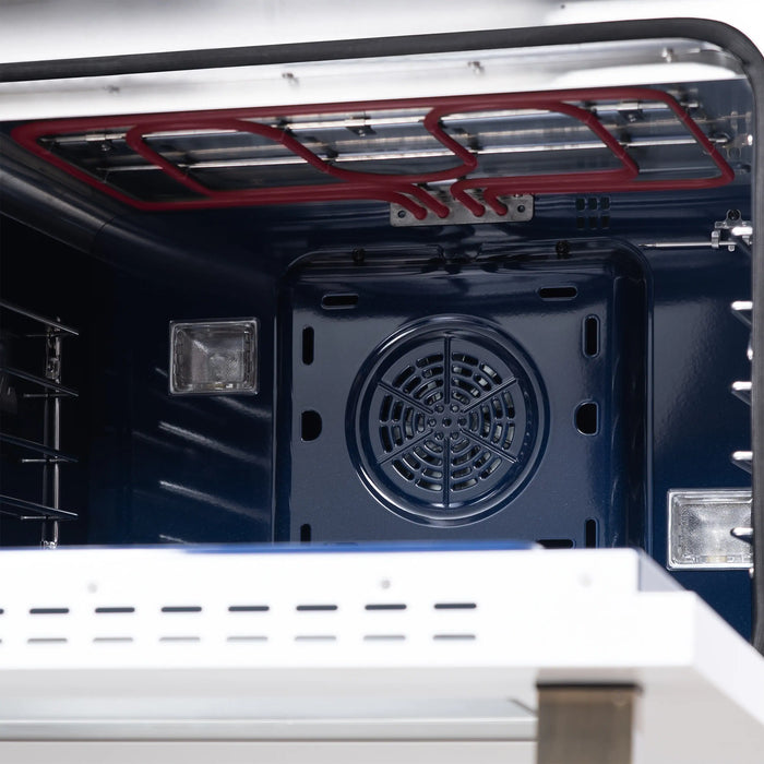 Forno Capriasca 48-Inch Freestanding French Door Dual Fuel Range in White with Antique Brass Handle (FFSGS6387-48WHT)