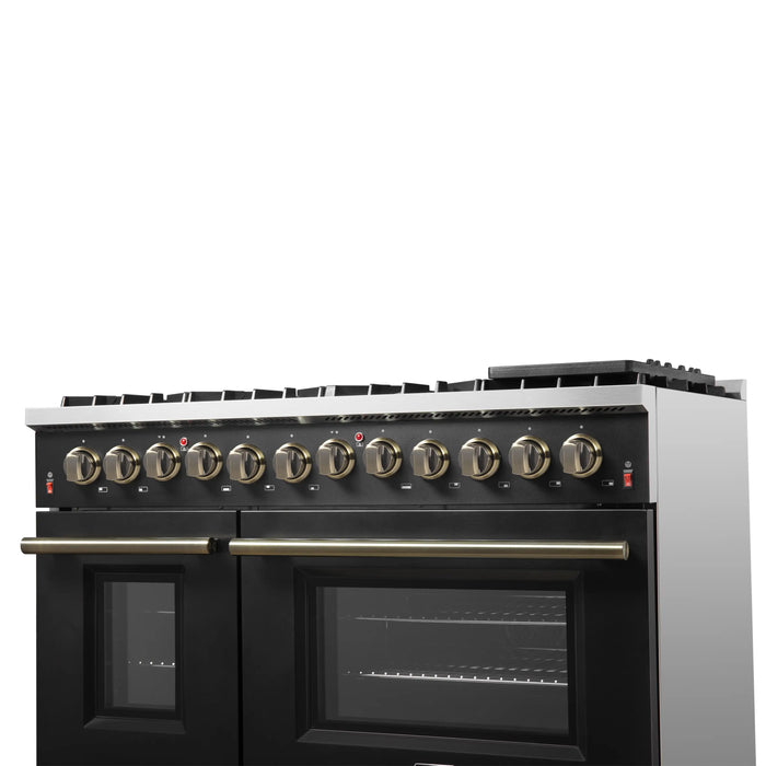 Forno Galiano 48-Inch Dual Fuel Range with 8 Burners and 6.58 Cu. Ft. Electric Convection Oven in Black with... - View 12