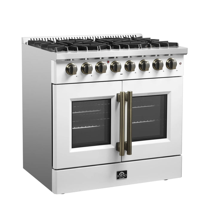 Forno Galiano 36-Inch French Door Dual Fuel Range with 6 Gas Burners and 5.36 Cu.Ft. Electric Convection Oven... - Side View