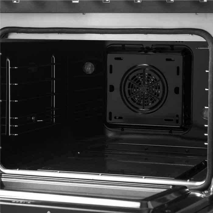 Forno Galiano 48-Inch French Door Dual Fuel Range with 8 Burners and 6.58 Cu. Ft. Electric Convection Oven in Black with Antique Brass Trim (FFSGS6356-48BLK)