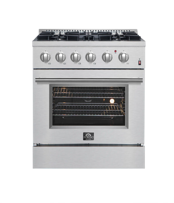 Forno Marco 30-inch Dual Fuel Range with 4 Burners and 4.32 cu.ft. Oven in Stainless Steel (FFSGS6197-30)