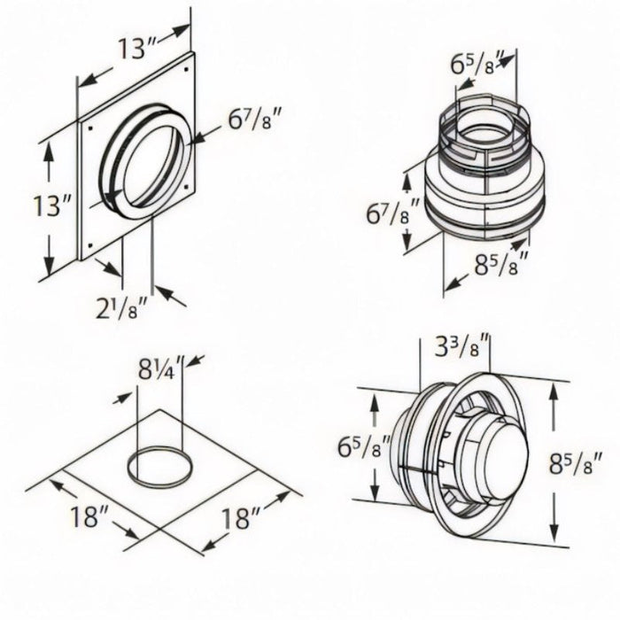 Duravent 4" x 6-5/8" DirectVent Pro Masonry Chimney Conversion Kit | 46DVA-KMC