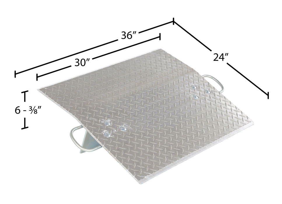 Vestil E-3024 aluminum economizer dock plate usable dimensions diagram