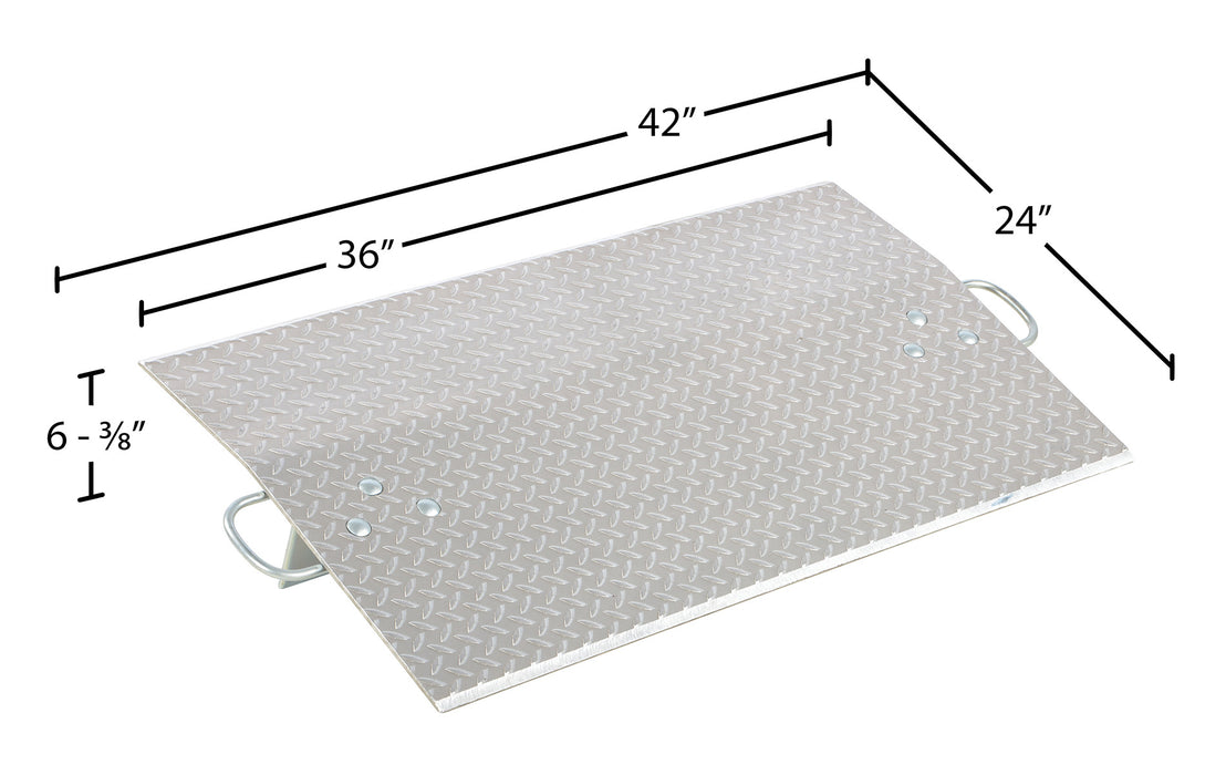 Vestil E-3624 aluminum economizer dock plate usable dimensions diagram