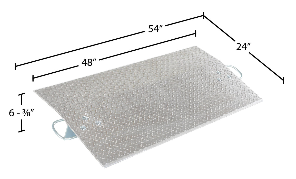 Vestil E-4824 aluminum economizer dock plate usable dimensions diagram