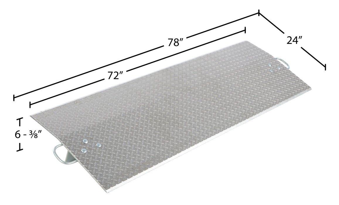 Vestil E-7224 aluminum economizer dock plate usable dimensions diagram