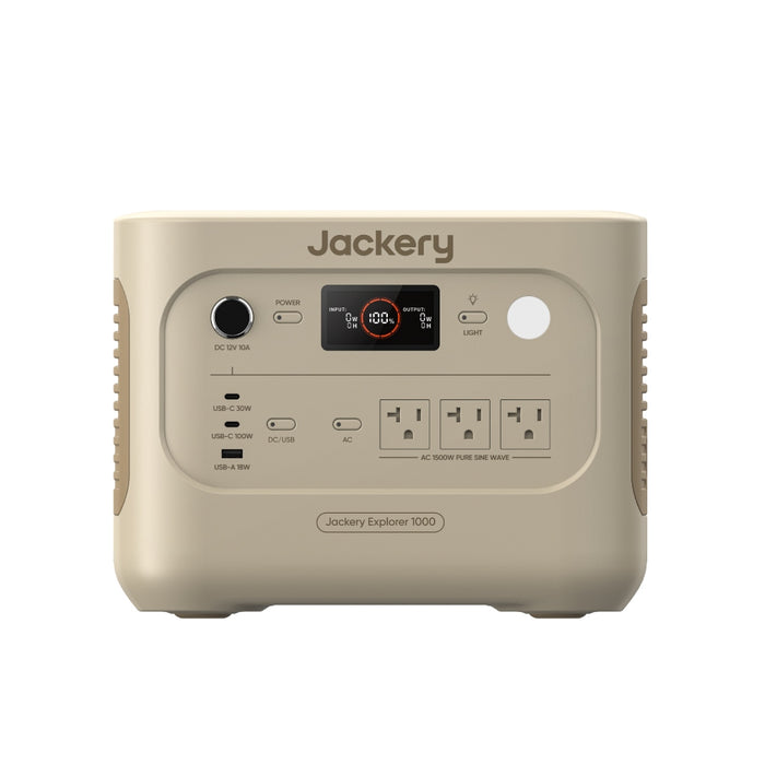 Jackery Explorer 1000 v2 Dune White Portable Power Station ports and display