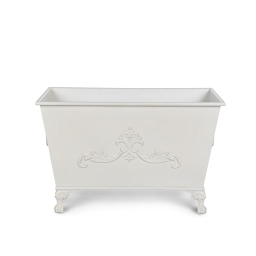 Park Hill Collection Grand Scroll Rectangular Planter – Antiqued White