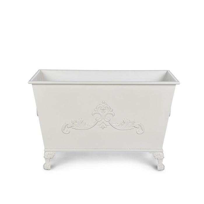 Park Hill Collection Grand Scroll Rectangular Planter – Antiqued White