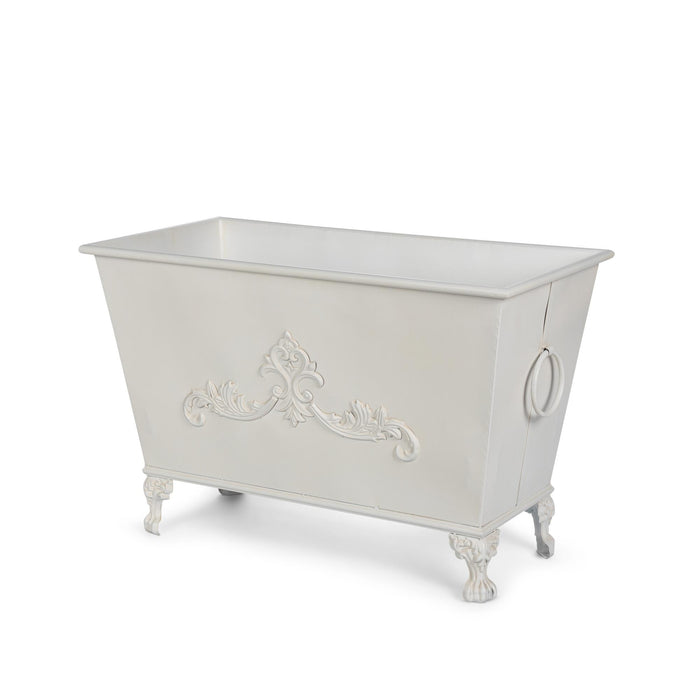 Park Hill Collection Grand Scroll Rectangular Planter – Antiqued White (view 2)