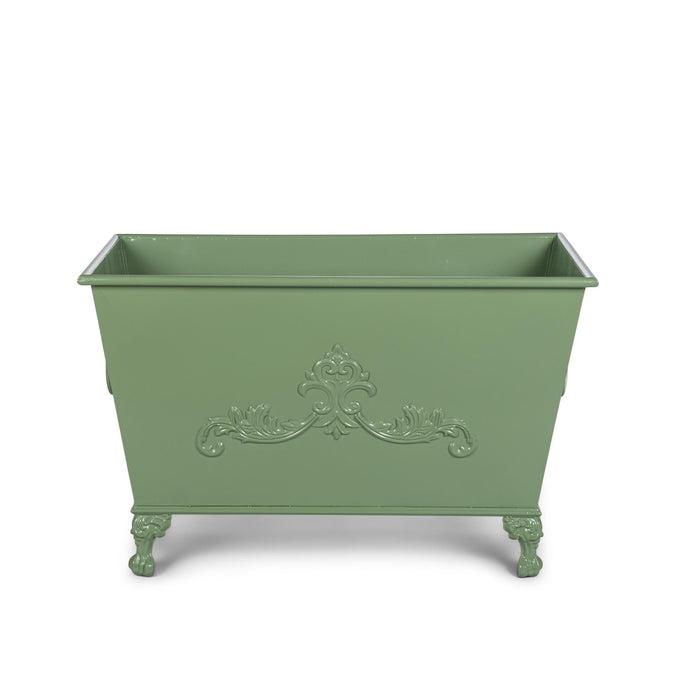 Park Hill Collection Grand Scroll Rectangular Planter – Soft Garden Green