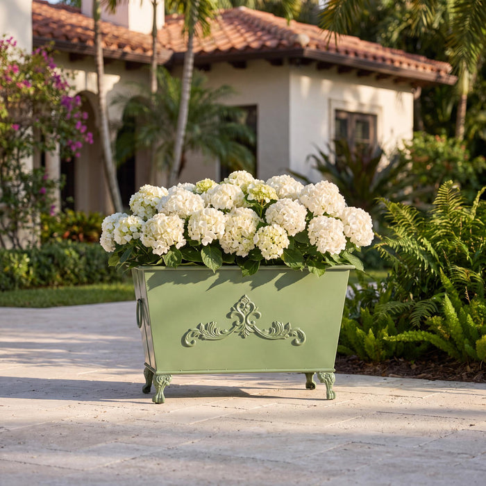 Park Hill Collection Grand Scroll Rectangular Planter – Soft Garden Green (view 13)