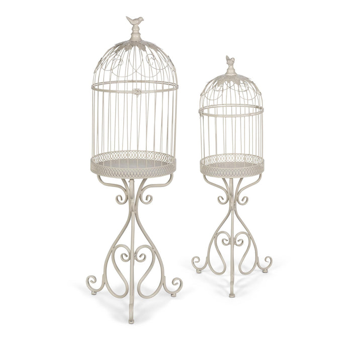Park Hill Collection Scrollwork Birdcage Planters, Set of 2 – Soft White (view 2)