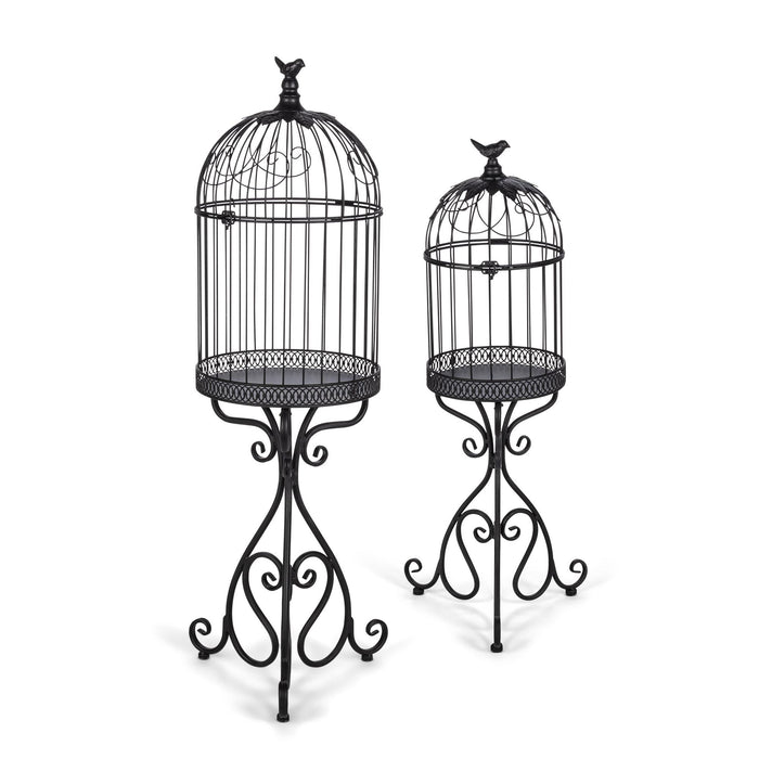 Park Hill Collection Scrollwork Birdcage Planters, Set of 2 – Black