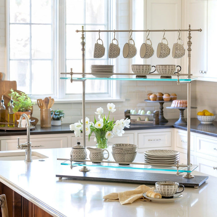 Park Hill Collection Park Hill Pantry & Cafe Black Marble and Iron Bistro Rack EAW20187 Park Hill Collection