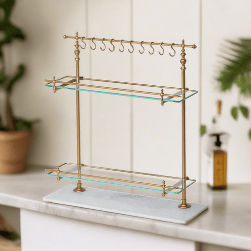 Park Hill Collection Southern Classic White Marble and Brass Bistro Rack EAW26057 Park Hill Collection