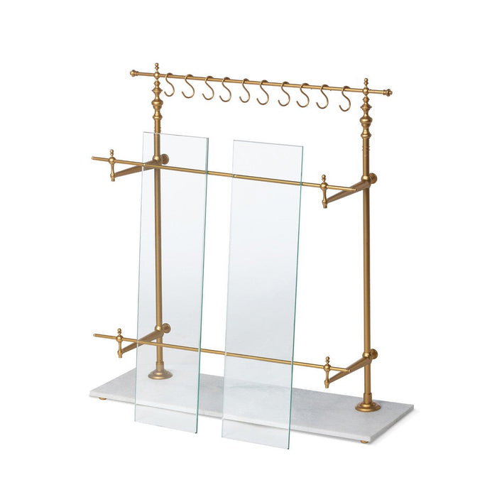 Park Hill Collection Southern Classic White Marble and Brass Bistro Rack EAW26057 Park Hill Collection