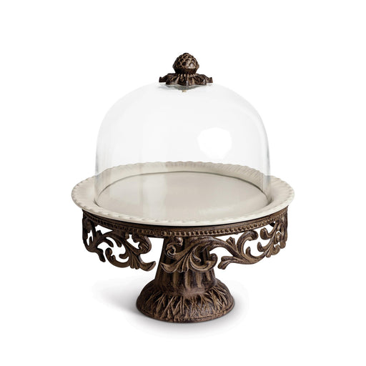 Park Hill Collection Acanthus Stoneware Cake Pedestal with Dome