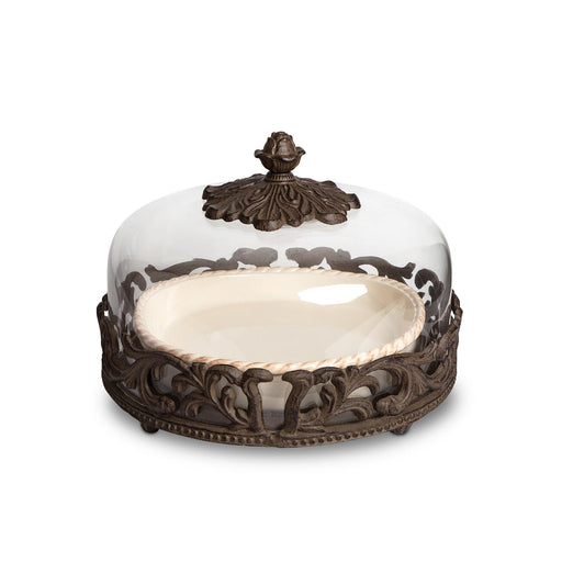 Park Hill Collection Acanthus Stoneware Pie Server with Dome