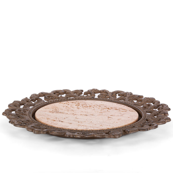 Park Hill Collection Acanthus Marble Cake Plate with Dome (view 2)