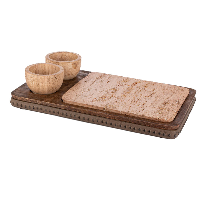Park Hill Collection Wood and Marble Charcuterie Server