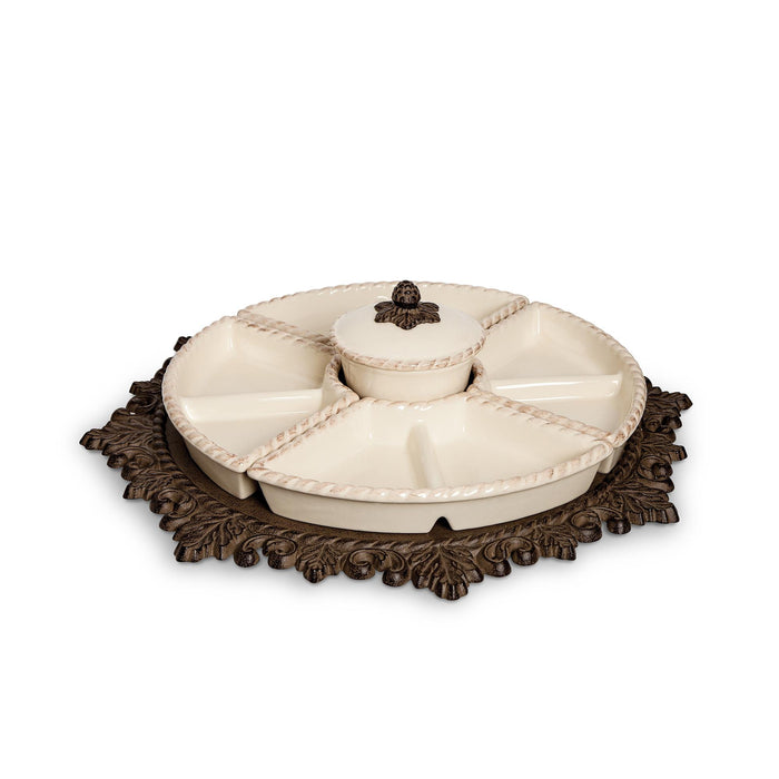 Park Hill Collection Acanthus Stoneware Crudité Server