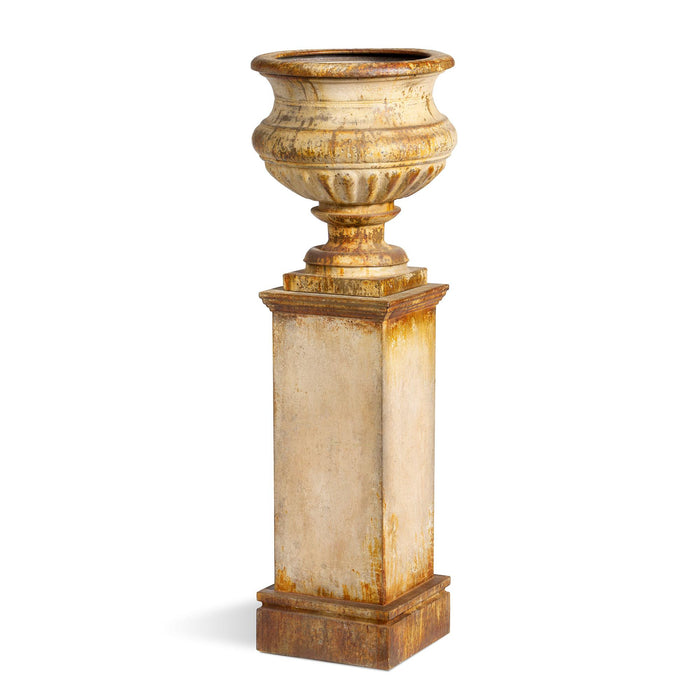 Metal Portico Urn with Tall Pedestal ECM06202B - front view